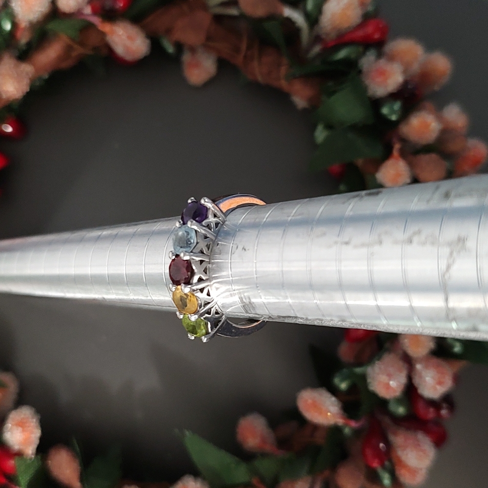 Sterling Silver Multi-Gemstone Ring - image 4